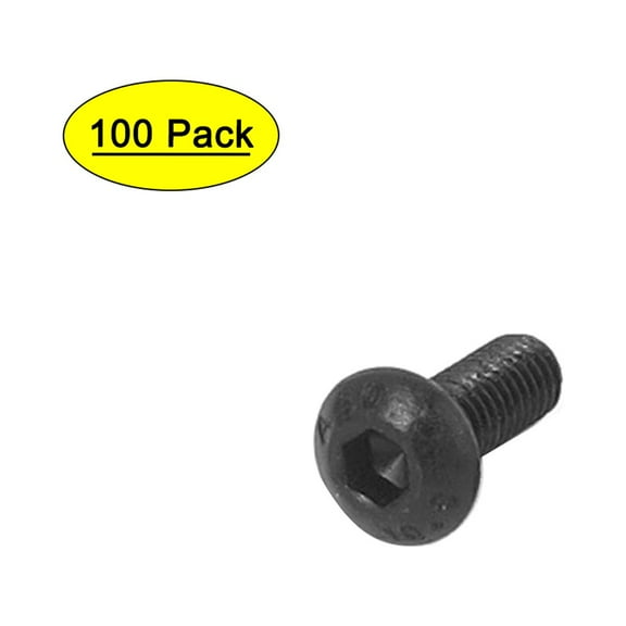 M3x8mm Thread 10.9 Alloy Steel Button Head Hex Socket Cap Screw Bolt 100Pcs