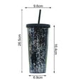 thumbnail image 6 of Yesbay 24OZ/710ml Water Cup with Straw Glitter Double Wall Wavy Edge Straight Tumbler Juice Iced Coffee Cup, 6 of 8