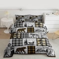 thumbnail image 2 of Erosebridal Rustic Farmhouse Bedding Comforter Sets Retro Buffalo Plaid Bear Deer Wolf Bedding Set Full Cabin Lodge Comforter Set Hunting Woodland Animal Wildlife Quilt Set Black Yellow Grey, 2 of 7