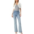 thumbnail image 2 of INSPIRE CHIC Women's Crop Denim Cardigan Short Sleeve Lapel Jean Jacket XL Beige, 2 of 5