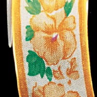 The Ribbon People Orange and Green Pansies Printed Wired Craft Ribbon 1.5" x 22 Yards