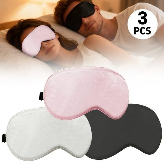 Sleep Mask, Super Soft Eye Masks with Adjustable Strap, Lightweight Comfortable Blindfold,Perfect Blocks Light for Men Women (1 Black 1 Gray 1 Pink)