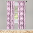 thumbnail image 5 of Ambesonne Cartoon Window Curtains, Checkered Pattern Owls Art, Each 28" W x 84" L, Purple and Pink, 5 of 5