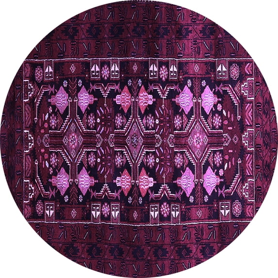 Ahgly Company Indoor Round Oriental Purple Industrial Area Rugs, 8' Round