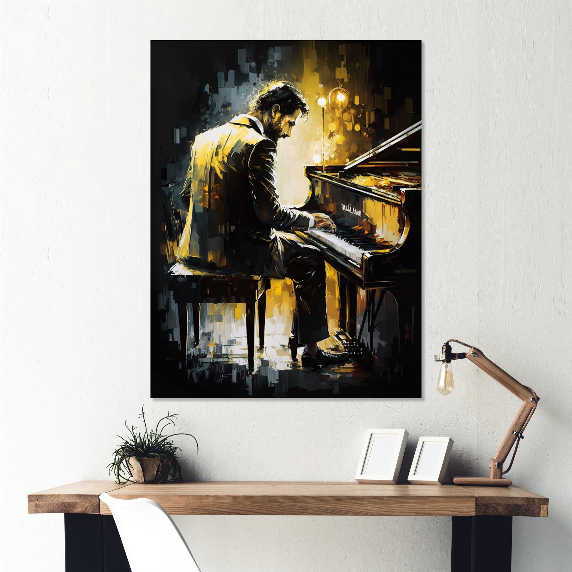 Designart Man Playing Piano I Canvas Wall Art