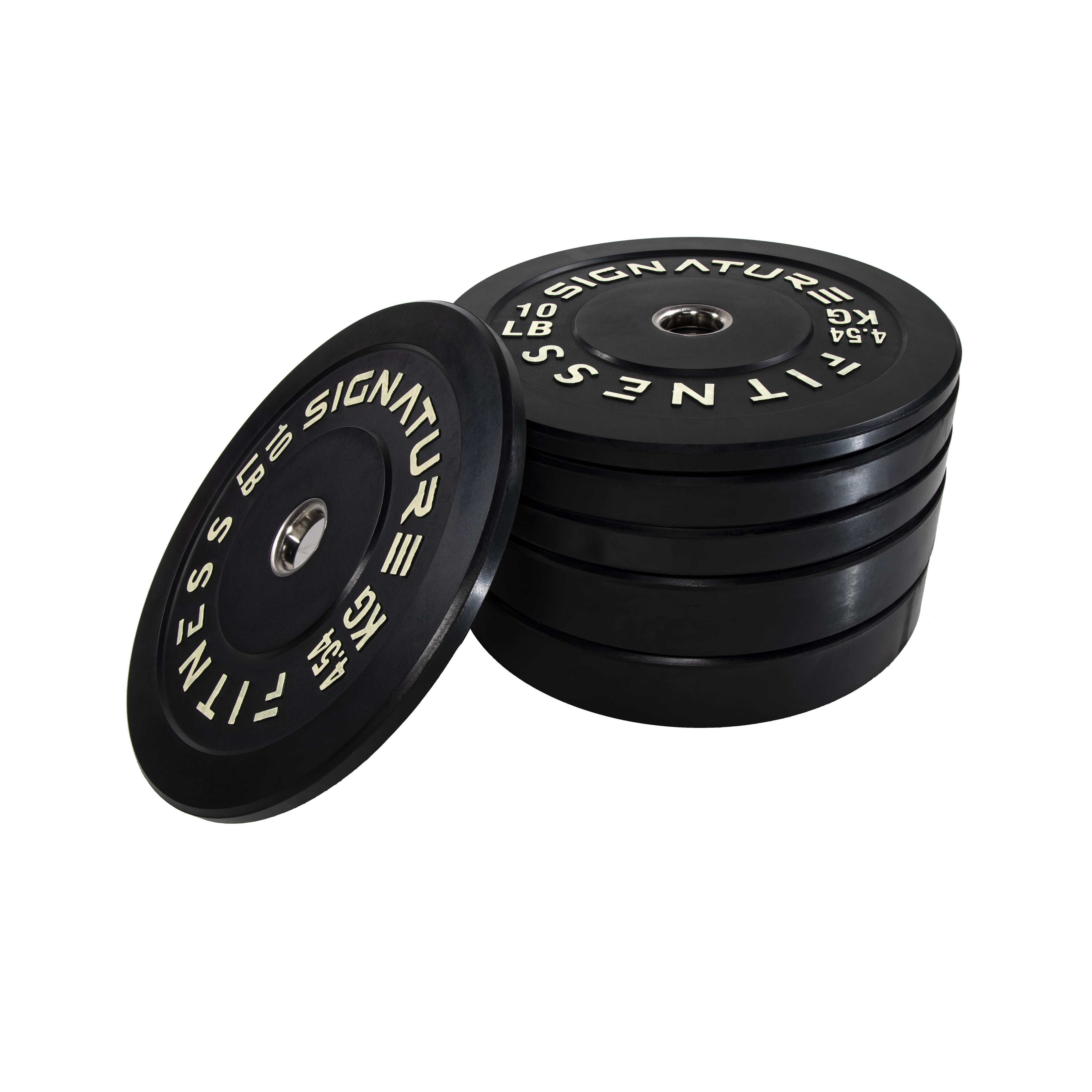 Signature Fitness 2 In. Olympic Bumper Plate Weight Plates with Steel Hub - 100% Virgin Rubber