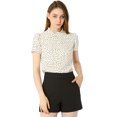 thumbnail image 1 of INSPIRE CHIC Blusa Tops De Lunares Volante Fruncido Manga Corta Cuello Alto Para Mujeres Beige S, 1 of 6