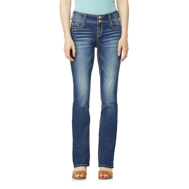 WallFlower Women's Luscious Curvy Bootcut Mid-Rise Insta Stretch Juniors Jeans (Standard and Plus)