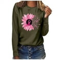 thumbnail image 2 of Dazajoo Womens Breast Cancer Awareness Shirt Fall Casual Long Sleeve Tees Shirts Fashion Pink Ribbon Crewneck Pullover Blouses,Green,XXL, 2 of 4