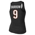 thumbnail image 3 of Women's Majestic Threads Joe Burrow Black Cincinnati Bengals Name & Number Tri-Blend Tank Top, 3 of 3