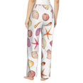 thumbnail image 3 of Pajama Pants Women, Purple White Shell Conch Sweatpants Soft Sleep Lounge Pants, Casual PJ Bottoms Pants with Pockets, 3 of 5