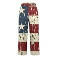 thumbnail image 5 of HEILAU Linen Pants for Women American Flag Independence Day 4th Of July Wide Leg Patriotic Elastic Waist Red White And Blue With Pockets Pants, 5 of 5