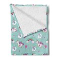 thumbnail image 2 of Unicorn Party Soft Flannel Fleece Throw Blanket, Cartoon Characters with Horns and Wings Cupcakes Hearts and Balloons, Cozy Plush for Indoor and Outdoor Use, 50" x 70", Multicolor, by Ambesonne, 2 of 5