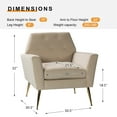 thumbnail image 5 of Upholstered Velvet Armchair Lounge Accent Chair Button Tufted Metal Legs Living Room Bedroom Tan, 5 of 7