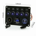 thumbnail image 6 of 5 Gang Switch Panel, 12V/24V Inline Fuse Box LED Switch Panel Dual USB Socket Power Outlet LED Voltmeter for Boat Truck, 6 of 9