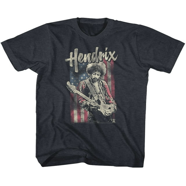 Jimi Hendrix Flag Navy Heather Youth T-Shirt