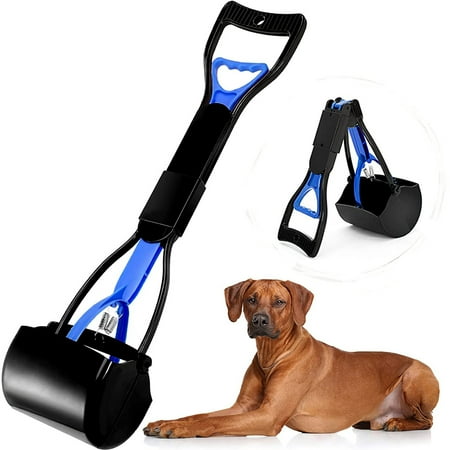 Pet Pooper Scooper for Dogs and Cats,Foldable Long Handle,Sturdy and Durable Great for Gravel,Grass,Concrete & Yard Spade,Easy to use Clean &High Strength Material-Blue