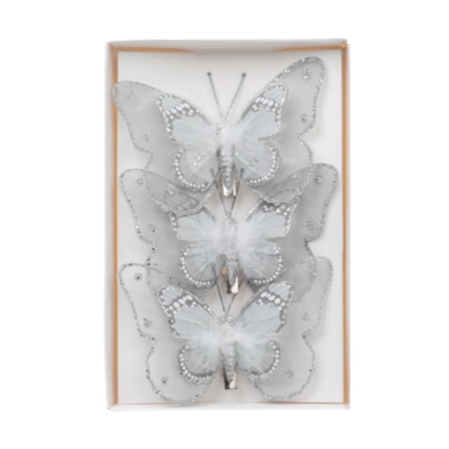 Rongfmy 3Pcs Christmas Tree Butterfly Decorations Butterfly Ornament Arts Crafts Glitter