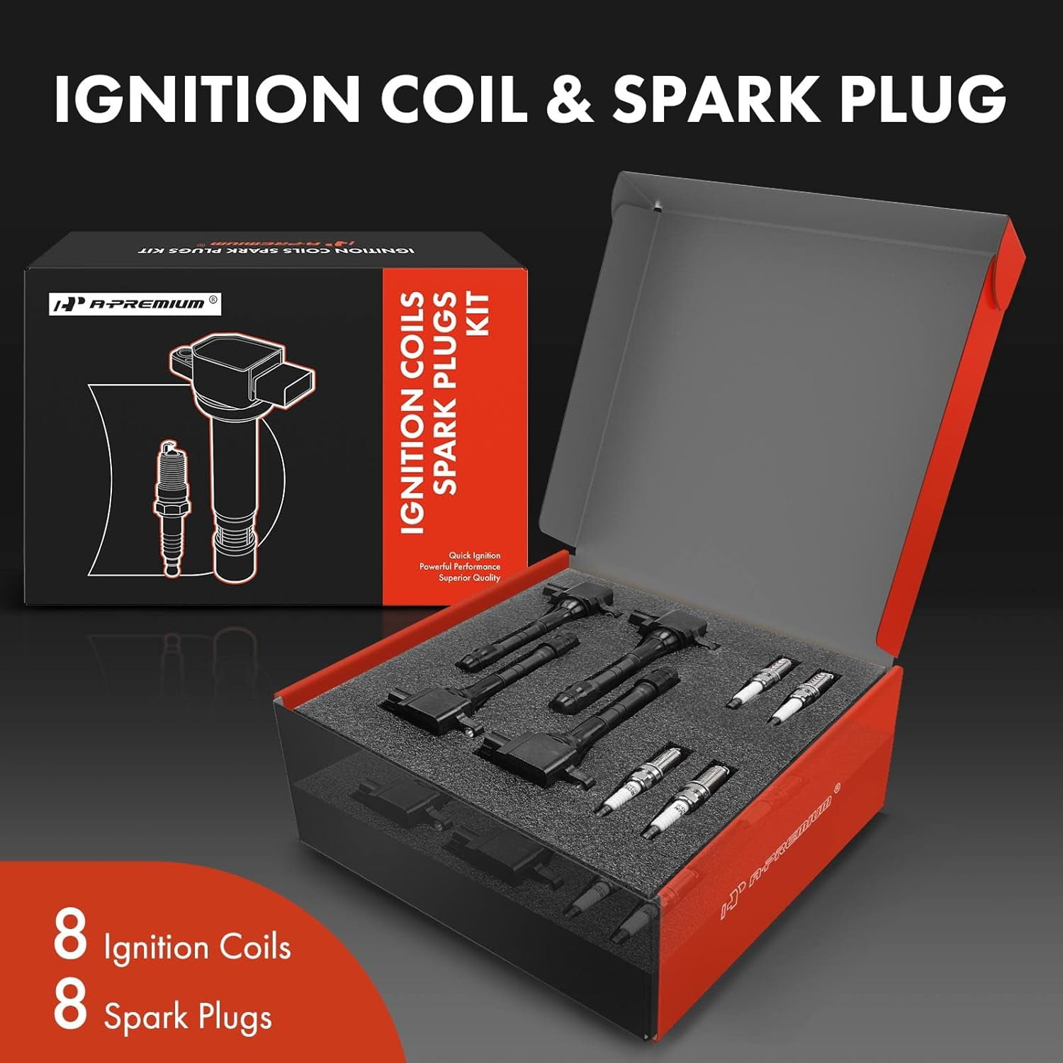 A-Premium Set of 8 Ignition Coil Pack and Iridium Spark Plugs Compatible with Nissan Titan 2004-2007 Armada 2005-2006 Pathfinder Armada INFINITI QX56 5.6L
