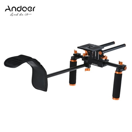 Andoer DSLR Camera Camcorder Shoulder Rig Handheld Stabilizer Movie Film Making System with 15mm Rail Rod for Canon Nikon D6300 D6000 Sony A7 to Mount Matte Box Follow
