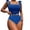 Blue, variant on IFNWSV Womens Bathing Suits 2 Piece Bikini Set Solid Color High Waist Adjustable Straps Padded Push Up Top with Drawstring Side White S