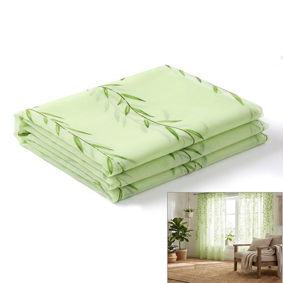 BlinkLLX Willow Voile Curtains Cute Green Sheers Leaf Tulle Vine Window Sheers Ivy Pretty Curtain for Living Room Bedroom Window Door Balcony(4 Pieces,39.4 x 106.3 Inch)