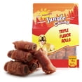 thumbnail image 2 of (4 pack) Jungle Calling Triple Flavor Rolls Dog Treats,Real Chicken Duck Beef Meat, Rawhide Free Dog Snacks, 14 OZ, 2 of 10