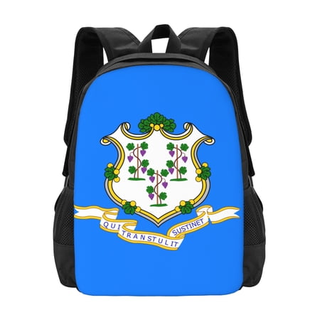 DouZhe Lightweight Backpack, Connecticut State Seal Flag Prints Travel Outdoor Hiking Bag School Bookbag Casual Daypack Backpacks for Women Men