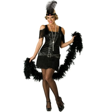 Sexy 1920'S Retro Black Fabulous Flapper Fringe Sequin Adult Costume Dress
