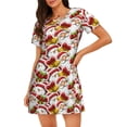 thumbnail image 1 of Fotbe Santa Claus bells Snowman Bata de Dormir para Mujer con Estampado, Camisón de Algodón de Manga Corta, Ropa de Dormir Casual, 1 of 6