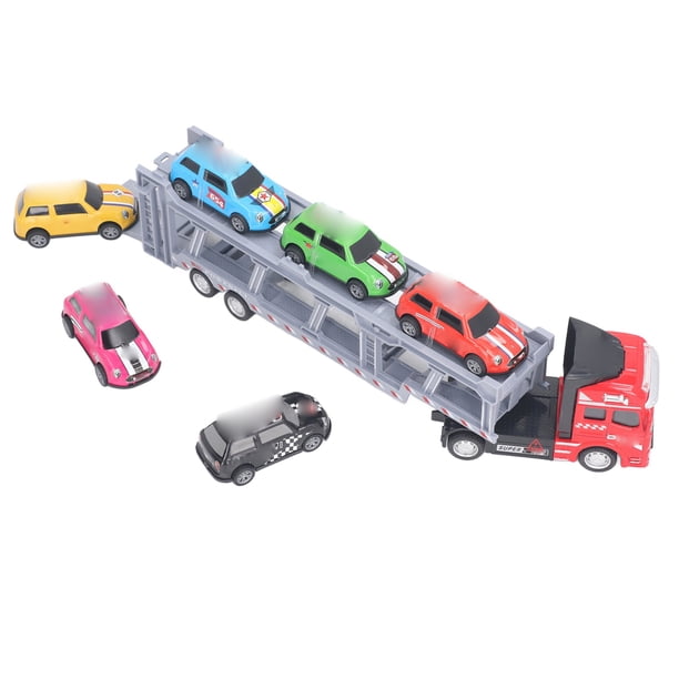 Camión Portacoches De Transporte Desmontable, Juguete Para Niños, Extraíble, Interactivo, 6 Coches Pequeños, Material De aleación