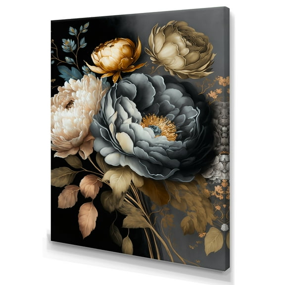 Designart Blue Blooming Bouquet III Canvas Wall Art