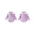 thumbnail image 2 of RUINIXCW Newborn Baby Girl My First Halloween Outfit Infant Baby Girl Fall Winter Clothes Bubble Romper Pumpkin Ghost Embroidery Ruffle Long Sleeve Bodysuit Headband Set, 2 of 8