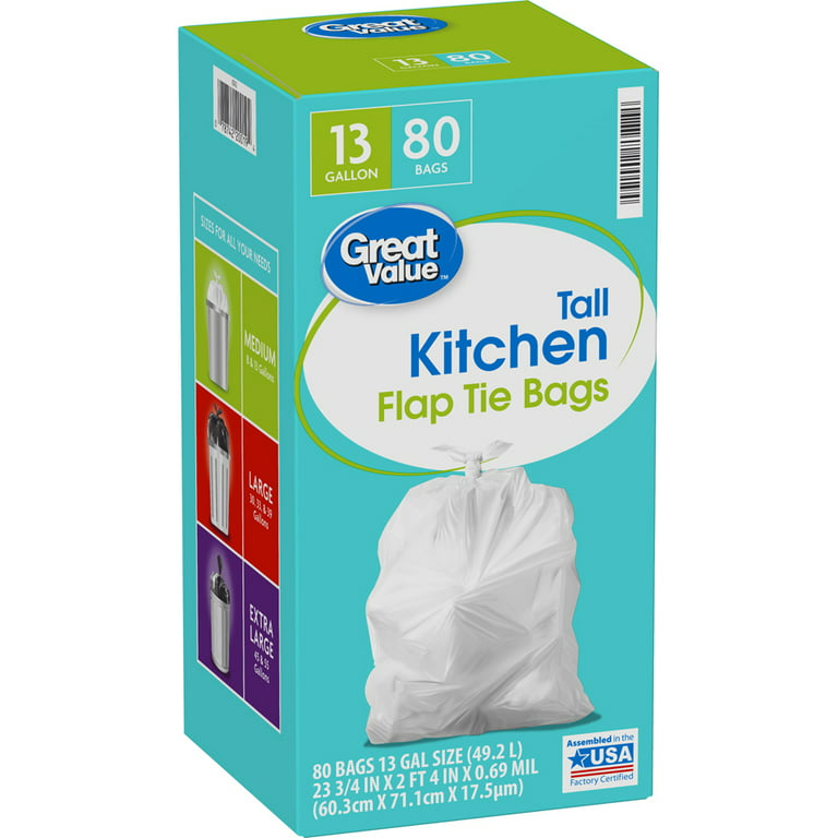  Clear Trash Bags Tall Kitchen 13 Gallon Flap Tie 120 Count Garbage  Bags - Bilt-Tuf : Health & Household
