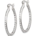 thumbnail image 2 of Sterling Silver Rhodium-Plated Cz In/Out Hoop Earrings (33 X 28) Made In China qe3242, 2 of 5