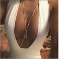 thumbnail image 1 of Sparkly Rhinestone Body Chains Silver Crystal Chest Chain Harness Rave Nightclub Bikini Bra Chain Body Jewellery, 1 of 5