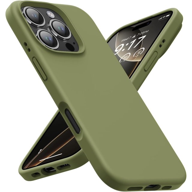 KOMI Designed for iPhone 16 Pro Max Shockproof Liquid Silicone Protective Phone Case, Olive Green