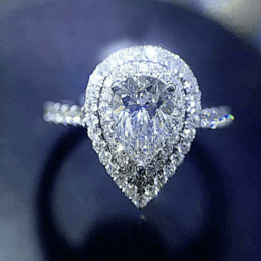 2Ct Pear & Round Lab Grown Diamond 14k White Gold Plated Halo Ring Fine Jewelry for Women Gifts