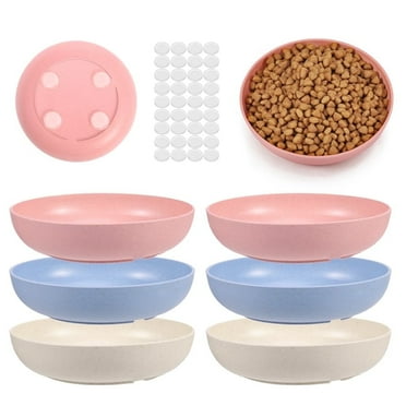 Qweryboo 6Pcs Cat Food Bowl with Non Slip Feet, Whisker Fatigue Cat Dishes for Food, Shallow Kitten Bowls Set for Indoor Cats, 5.5" Flat Cat Plates for Wet Food