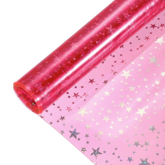 Holographic Clear Vinyl Film Sparkle Holographic Fabric 12"x48",Fluorescent Pink