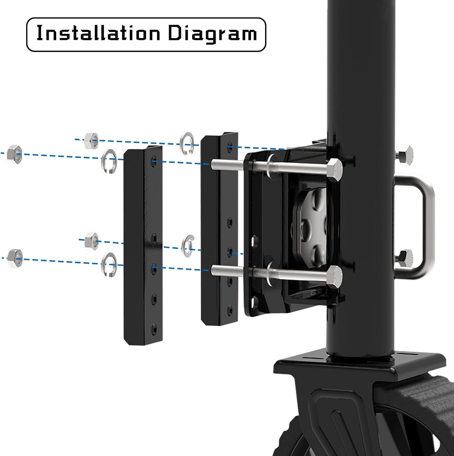 STORKING 2000 lbs 8-Inch Wheel Trailer Jack, 13" Vertical Movement for RV Boat & Utility Trailers,Black