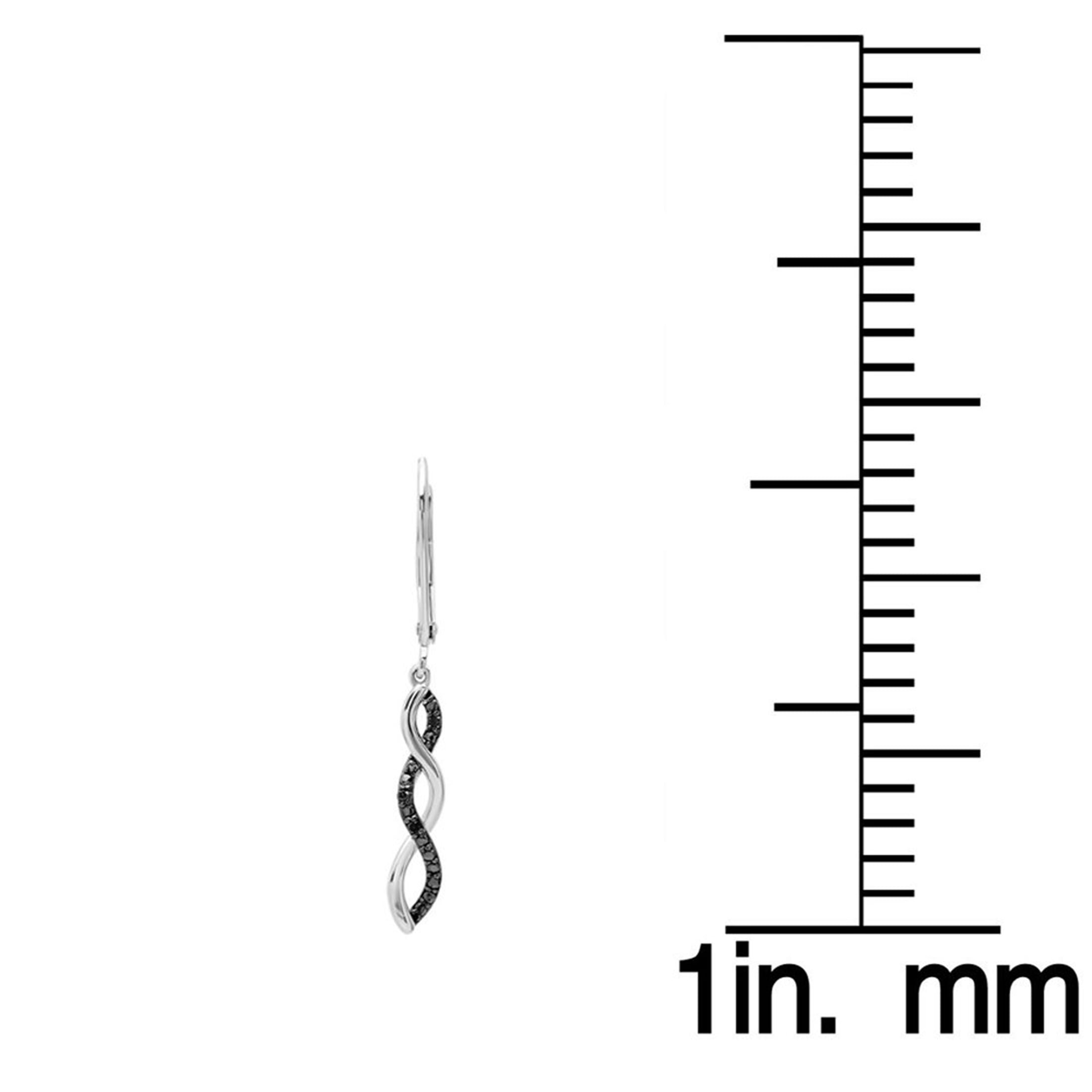 Dazzlingrock Collection Round Black Diamond Infinity Swirl Dangling Drop Earrings for Women (0.10 ctw, Color Black, Clarity Opaque) in 925 Sterling Silver