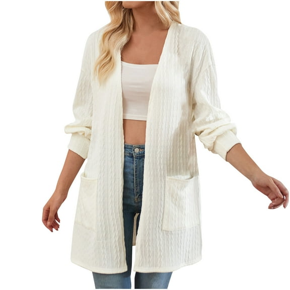 Usmixi 2023 Sweater Coat for Women Sweater Cardigan for Women Loose Casual Solid Long Sleeve Open Front Coats Fall Ladies Pocket Comfy Knit Cardigan Outwear Winter Sweater Coat