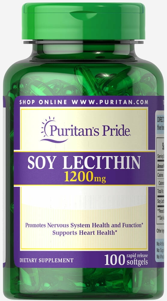 Puritan's Pride Soy Lecithin 1200 mg 100 Rapid Release Softgels FREE