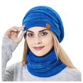 thumbnail image 4 of Womens Slouchy Winter Beanie Hats Scarf Set,Warm Fleece Lined Knit Hat Skull Cap with Neck Warmer Ski Hat Beanie for Women(Blue), 4 of 4