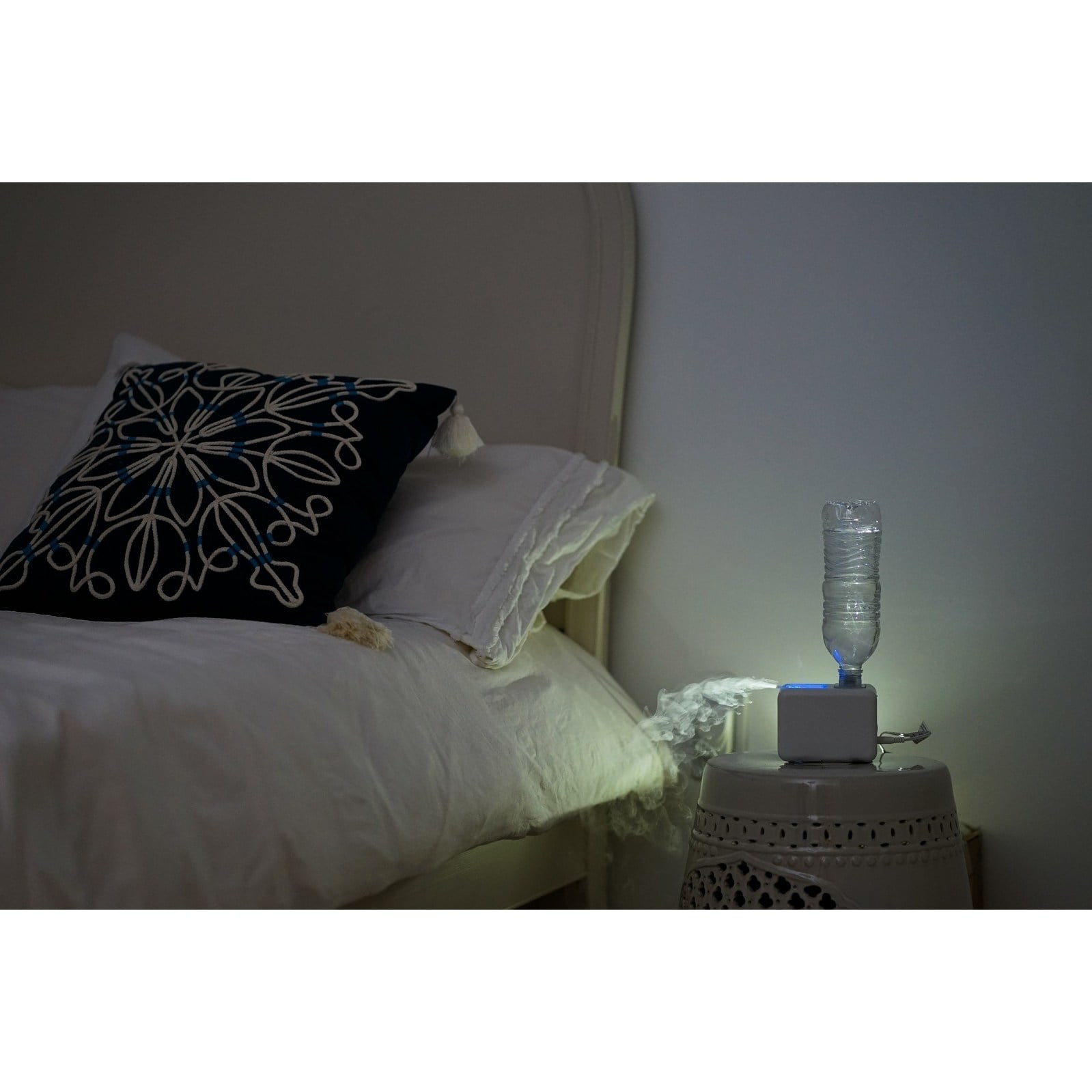 Xbrand Portable Mini Car & Travel Cool Mist Humidifier w/ Blue LED Light, 3 Inch Tall