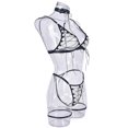 thumbnail image 4 of Gibobby Conjuntos de bragas de encaje Body de Camisola Sexy con Cordones y Espalda Abierta con Panel de Malla para Mujer Lencería Sexy de San Valentín Body Encaje(Negro, XG), 4 of 5