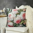 thumbnail image 2 of Pink Square Throw Pillow Cover Elegant Soft Velvet Pillow Covers Rose Pattern Printed Euro Decorative Cushion Cover for Sofa Bed Chair Holiday Party Pink Rose), 2 of 5
