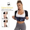 thumbnail image 6 of Sauna Suit for Women Weight Loss Sauna Shirt for Women Sweat Suit Waist Trainer Vest Fitness Body Shaper Zipper, Blue, 6 of 7