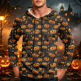 thumbnail image 2 of GrmtClth Hoodies for Men Halloween Scary Pumpkin Bat Ghost Witch Full Print Lightweight Long Sleeve Sweatshirt Khaki 2XL, 2 of 7